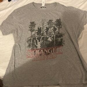 Netflix Stranger Things Grey Tee with Black & Red Graphic